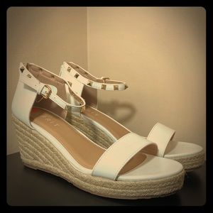 NWT Esprit Espadrille Wedges, White, Sz 9.5